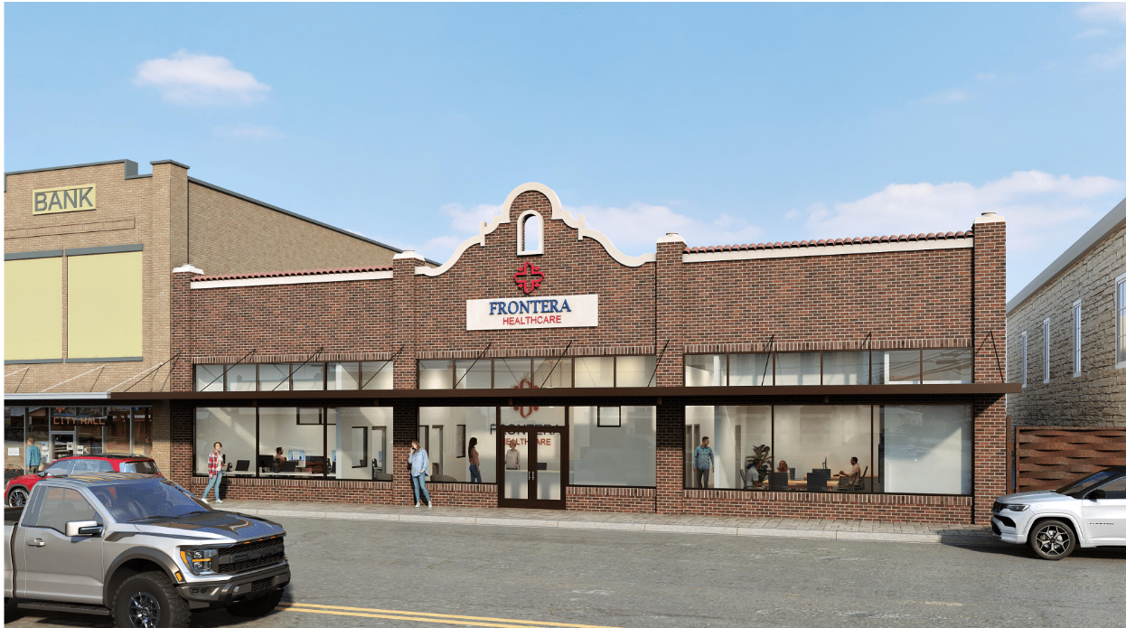 Rendering of the future Frontera Administration and Community Center in Menard